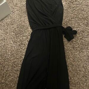 Black Strapless Tie Front Jumpsuit for Cocktail